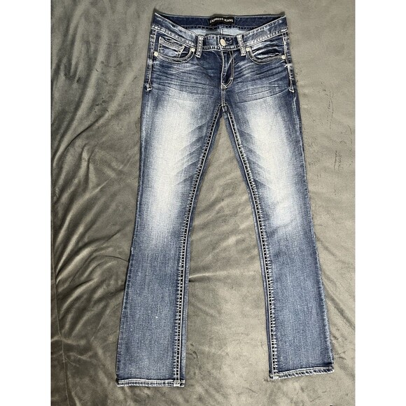 Womens Express Stella Boot Leg Low Rise Denim Blue Jeans Size 4 - Picture 3 of 11